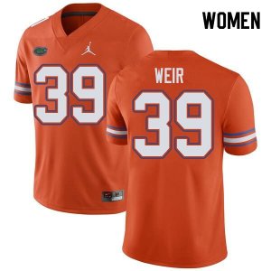 Women's Florida Gators #39 Michael Weir NCAA Jordan Brand Orange Authentic Stitched College Football Jersey MTJ5362GK